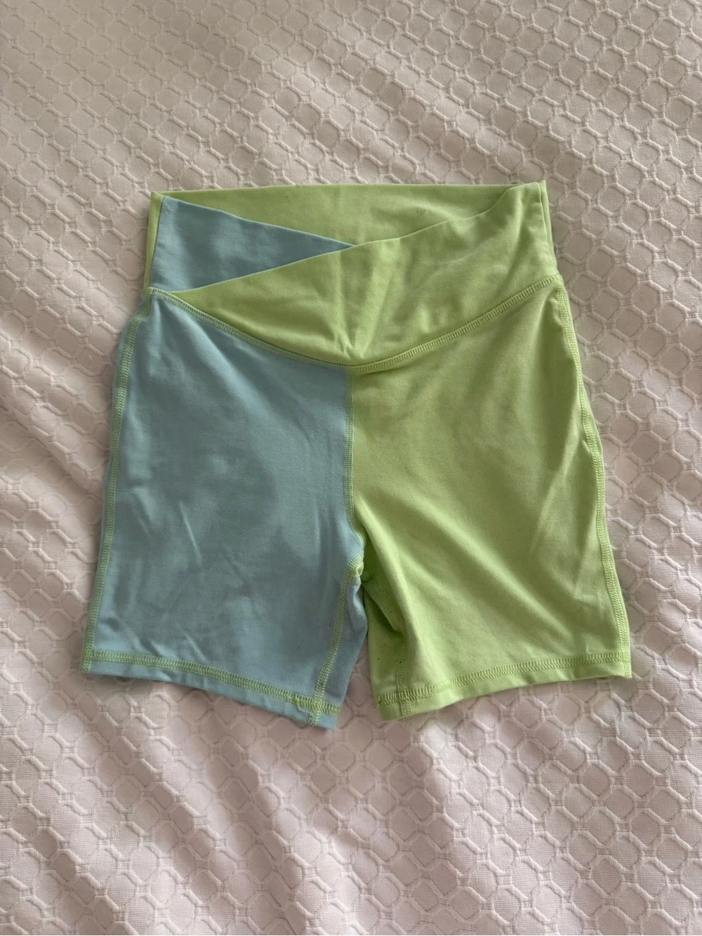 Old Navy Lime Green & Light Blue Colorblock Bike Shorts